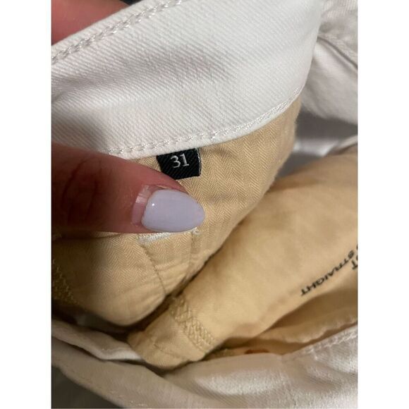 7 For All Mankind High Waist Cropped White Straight Button Fly Jean Size 31 - Picture 14 of 14